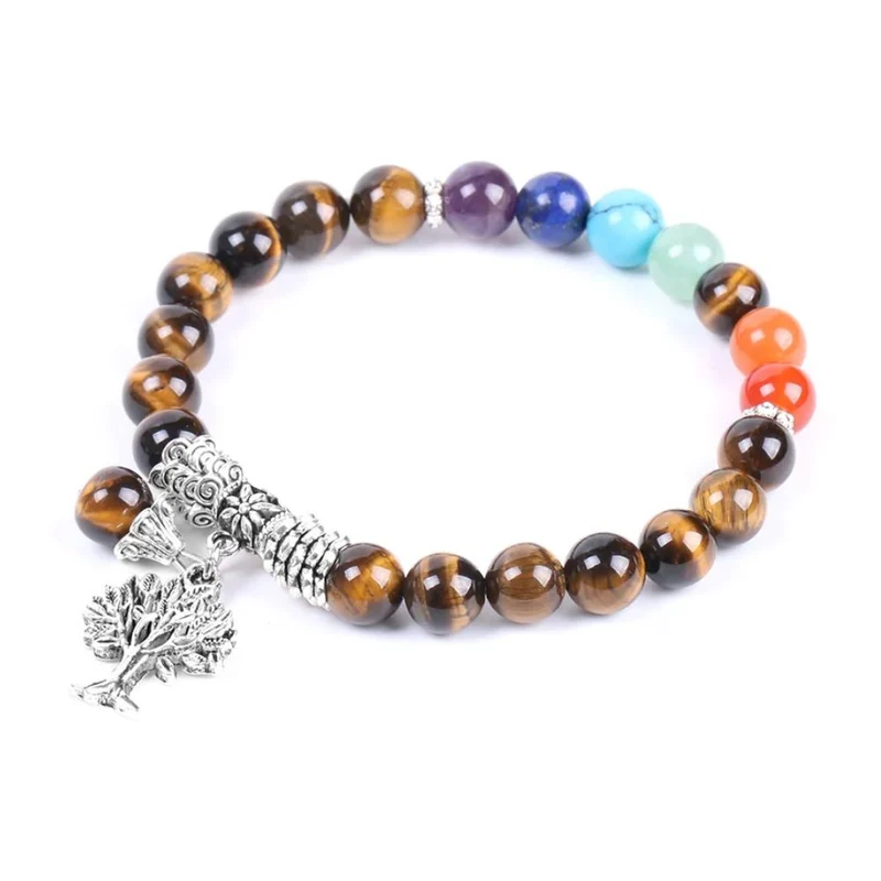Bracelet 7 Chakras avec Arbre de Vie