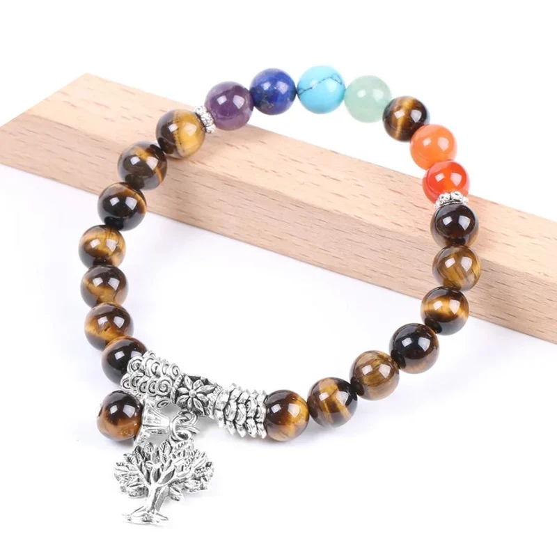 Bracelet 7 Chakras avec Arbre de Vie