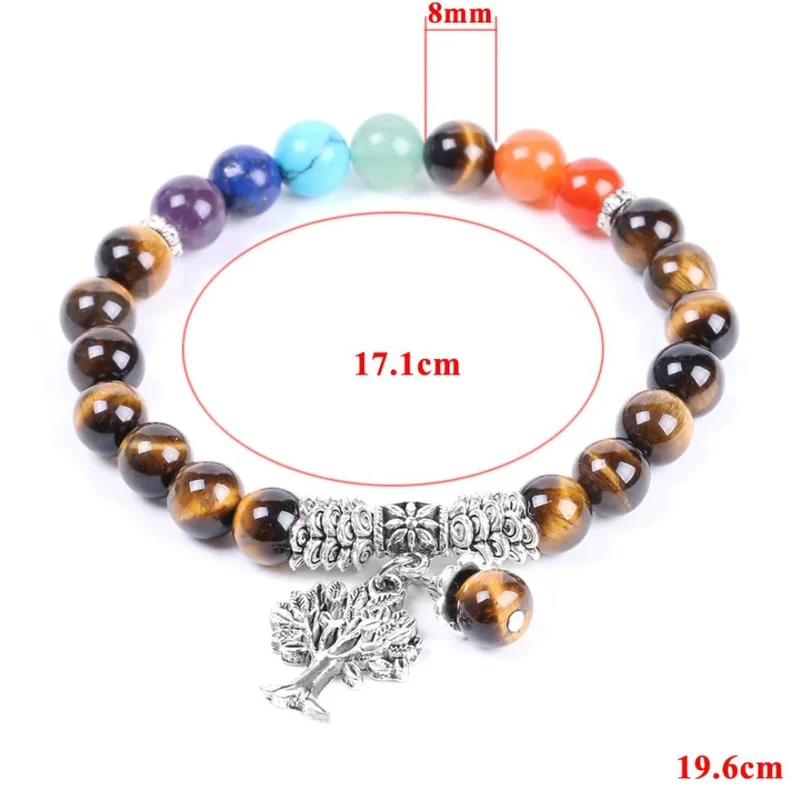 Bracelet 7 Chakras avec Arbre de Vie