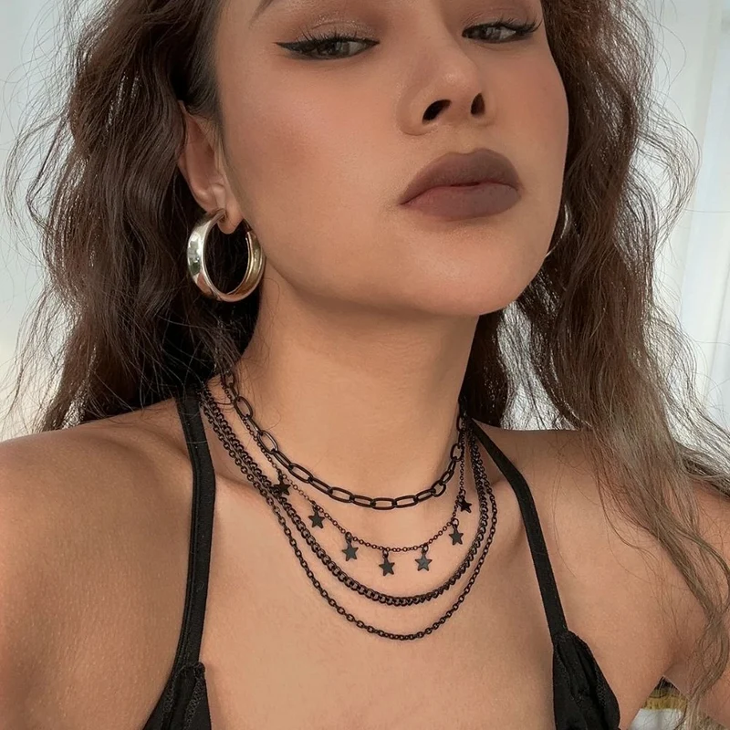 Collier Étoile Chaine Noire