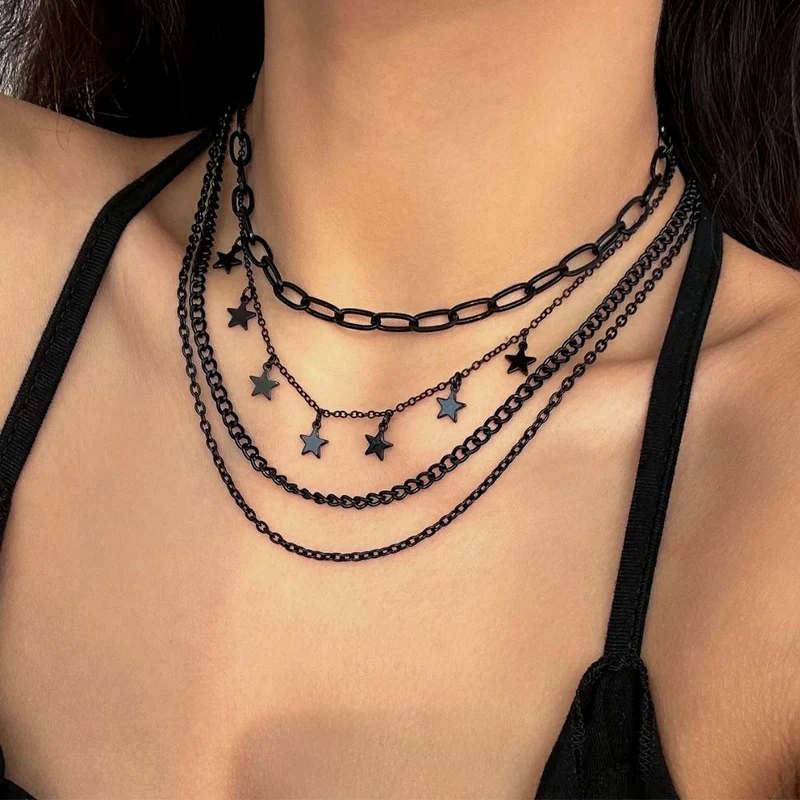 Collier Étoile Chaine Noire