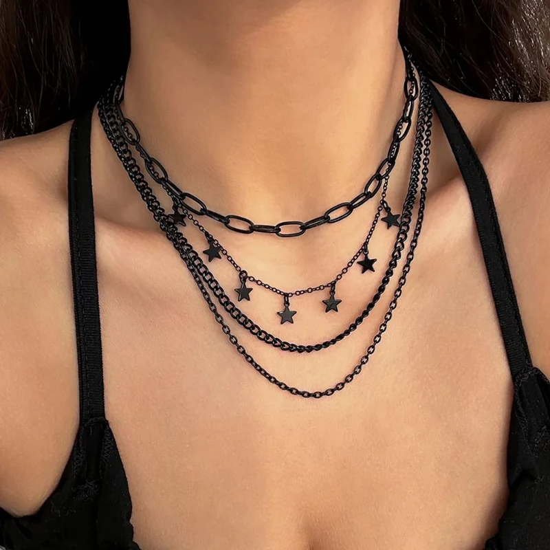 Collier Étoile Chaine Noire