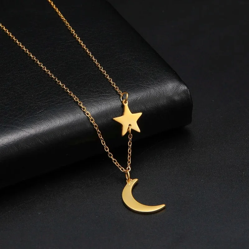 Collier Femme Lune et Étoile