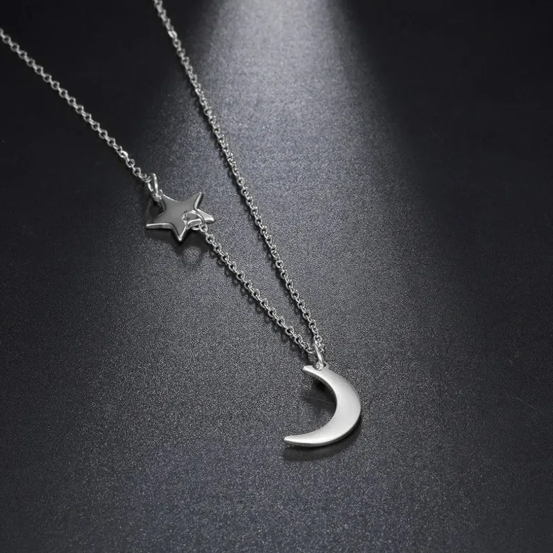 Collier Femme Lune et Étoile