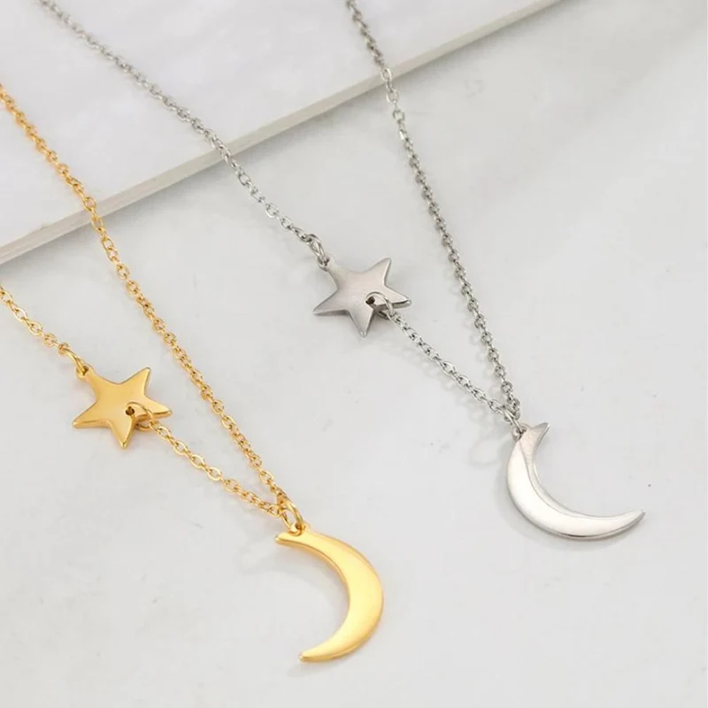 Collier Femme Lune et Étoile