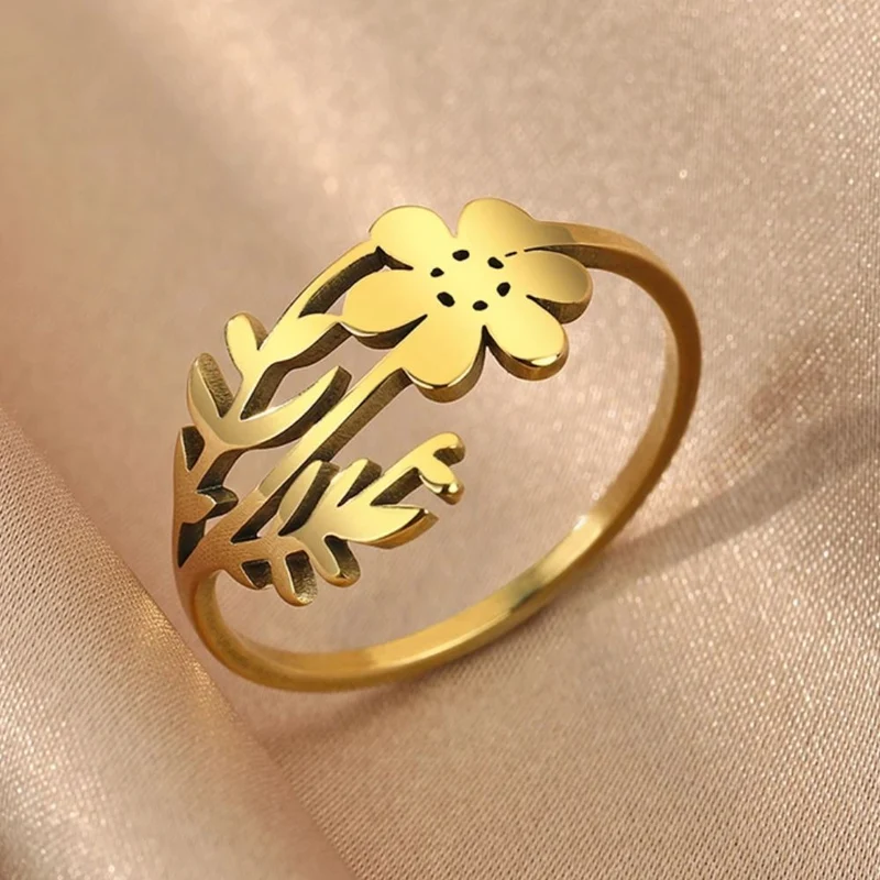 Bague Fleur Feuille