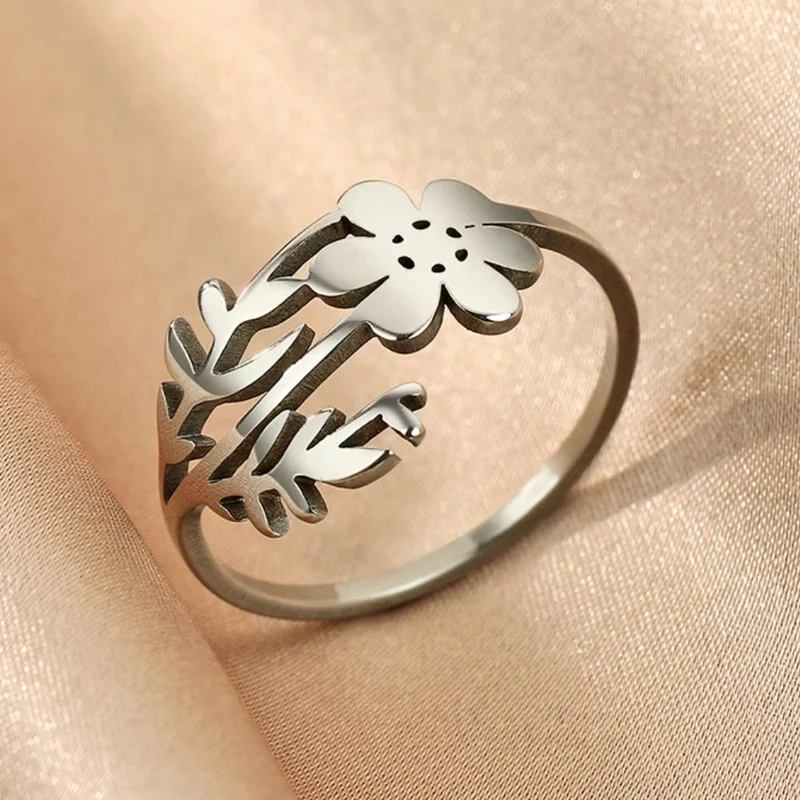 Bague Fleur Feuille