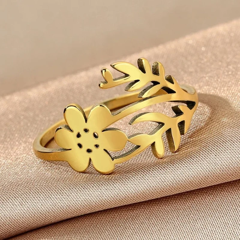Bague Fleur Feuille