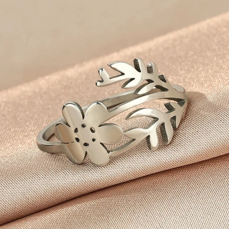 Bague Fleur Feuille