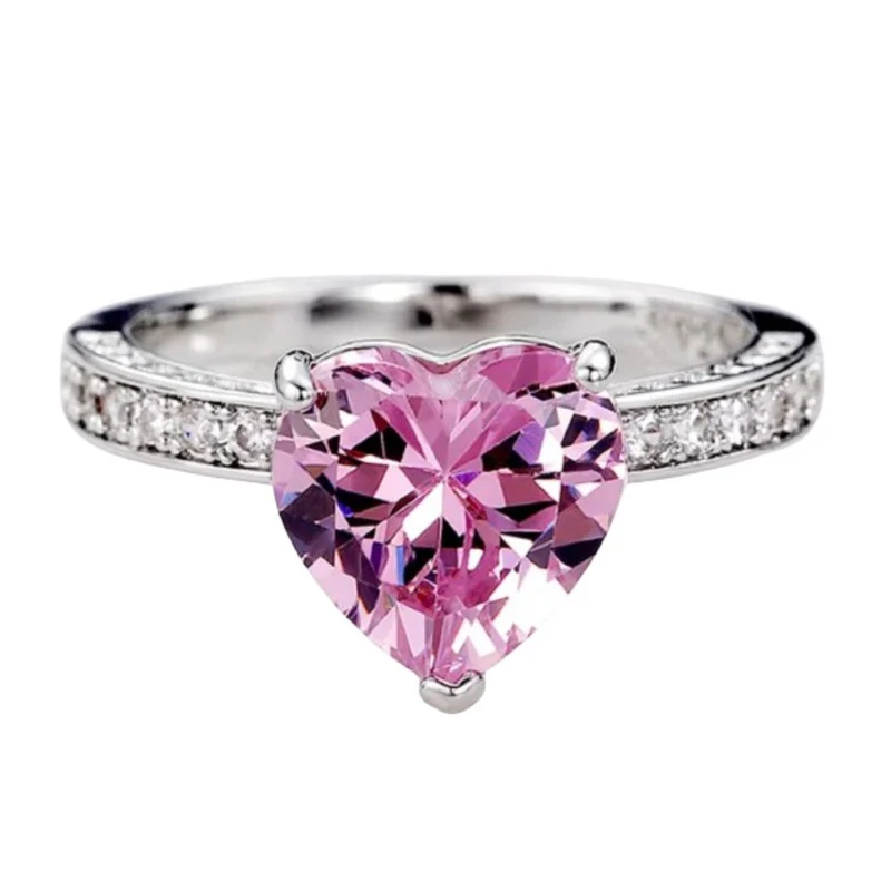 Bague Cœur Rose Argent