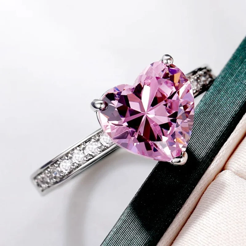 Bague Cœur Rose Argent