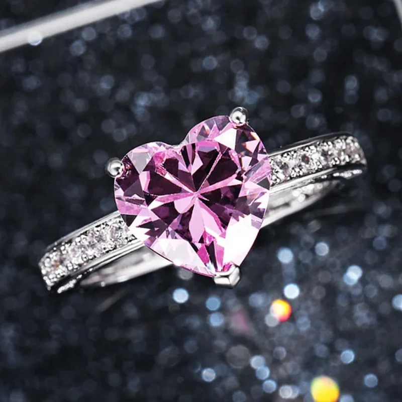 Bague Cœur Rose Argent