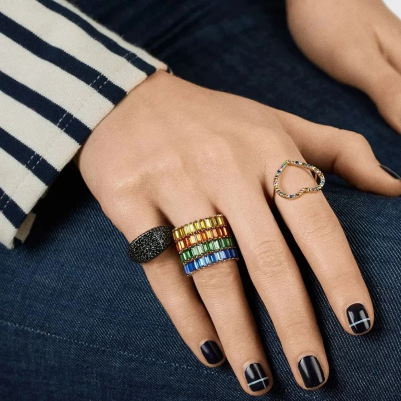 Bague Cœur Diamants Couleurs