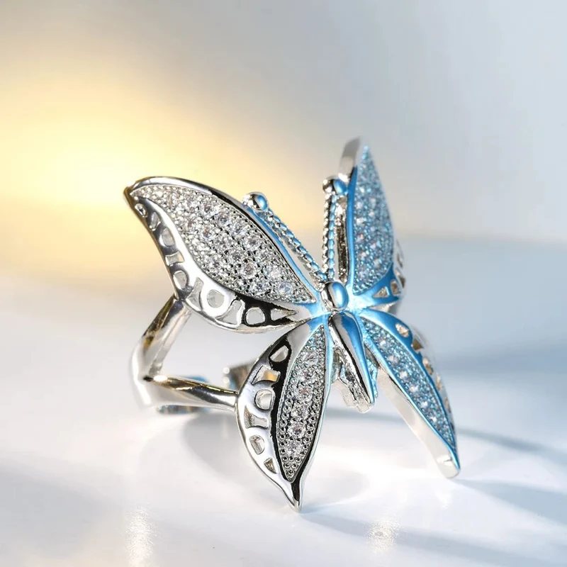 Bague Papillon Argent Vintage