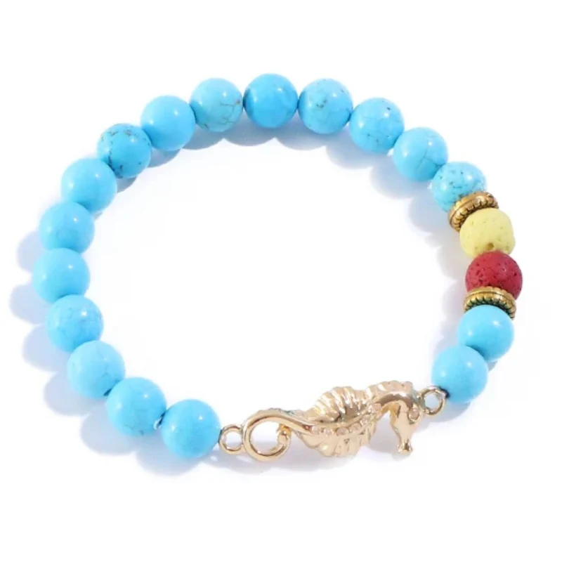 Bracelet Hippocampe Perles Bleues