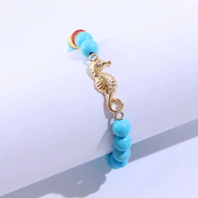 Bracelet Hippocampe Perles Bleues
