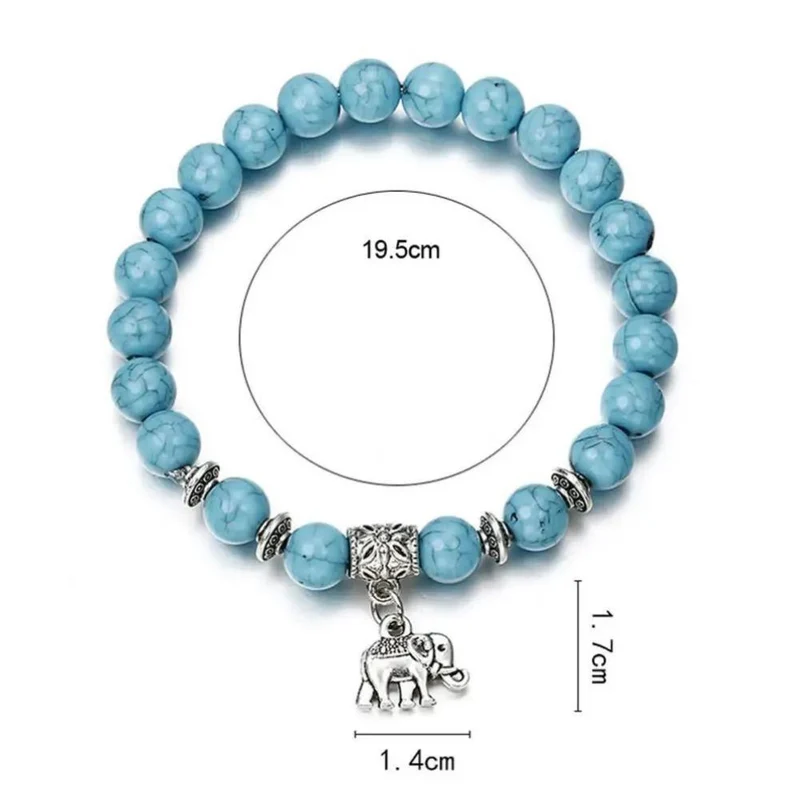 Bracelet Éléphant Perles Bleues