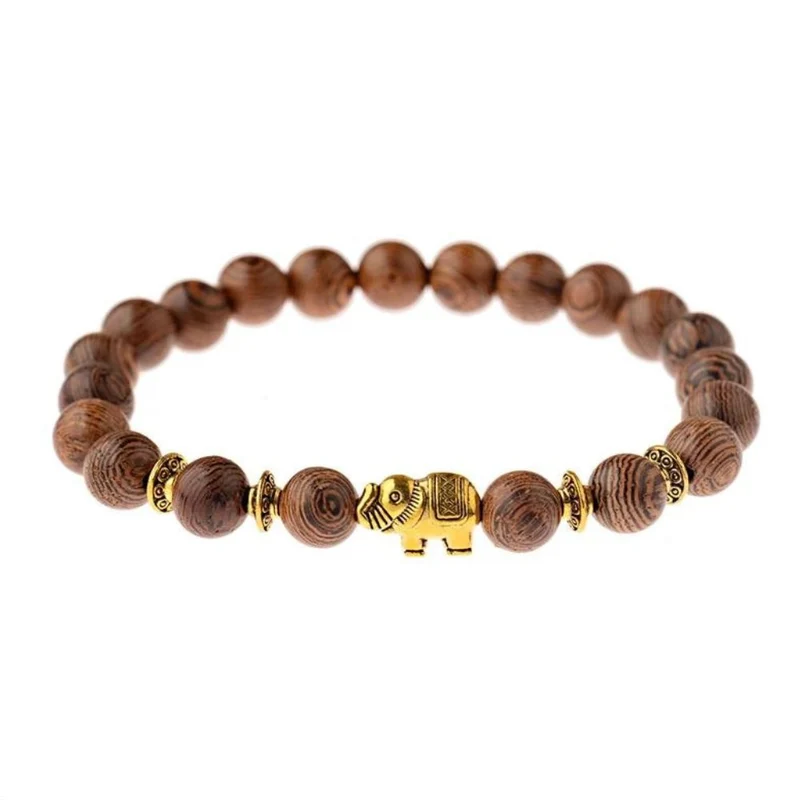 Bracelet Éléphant Perles Bois