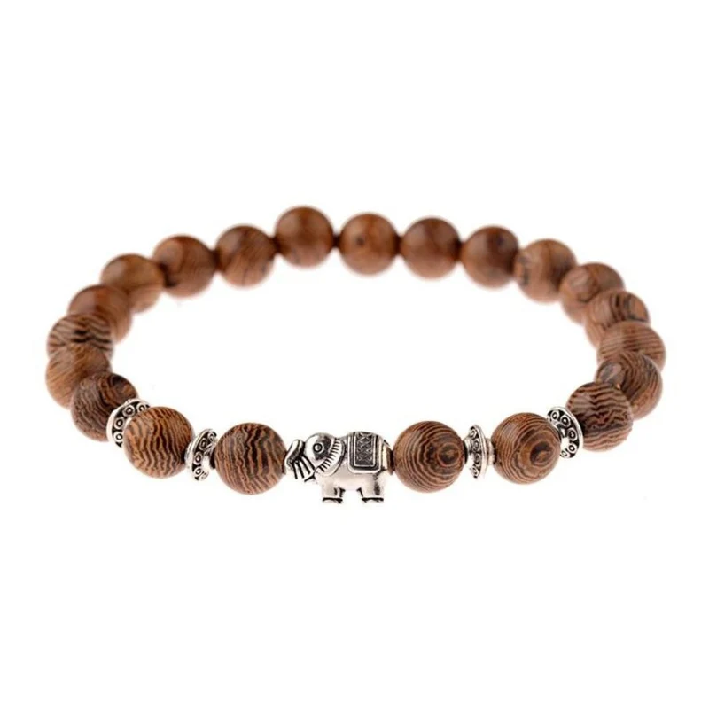 Bracelet Éléphant Perles Bois