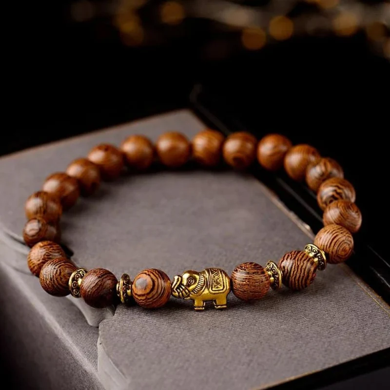 Bracelet Éléphant Perles Bois