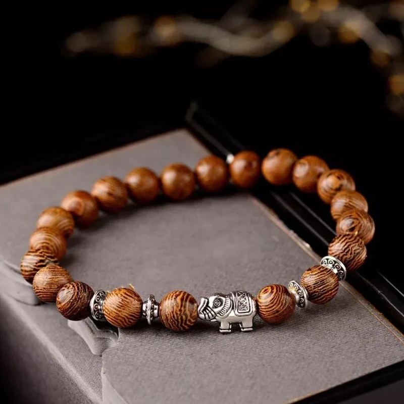 Bracelet Éléphant Perles Bois
