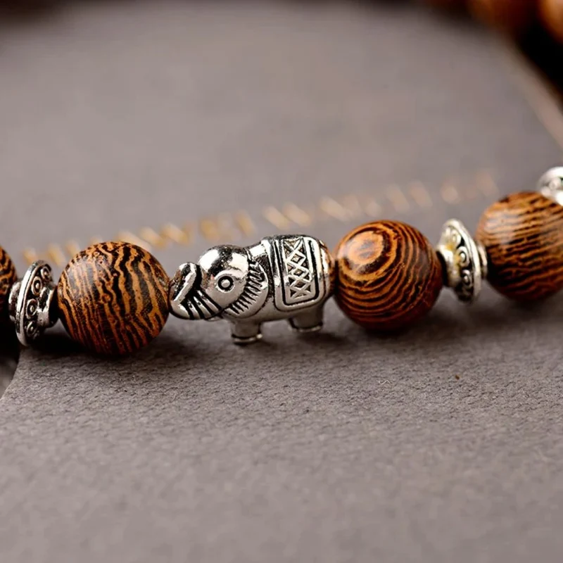 Bracelet Éléphant Perles Bois