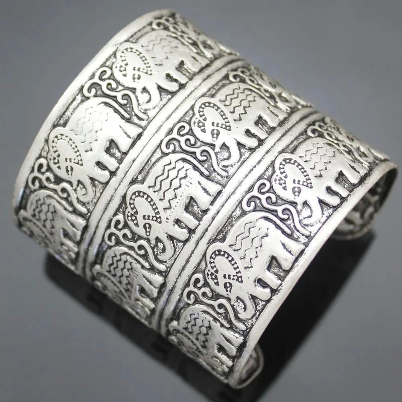 Bracelet Éléphant Manchette Argent