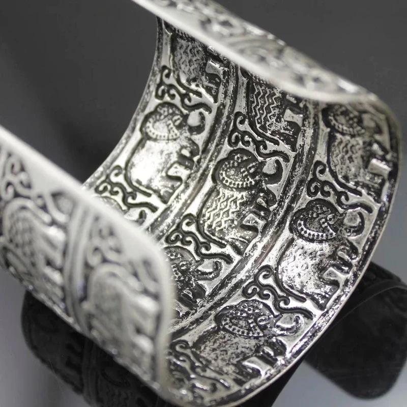 Bracelet Éléphant Manchette Argent