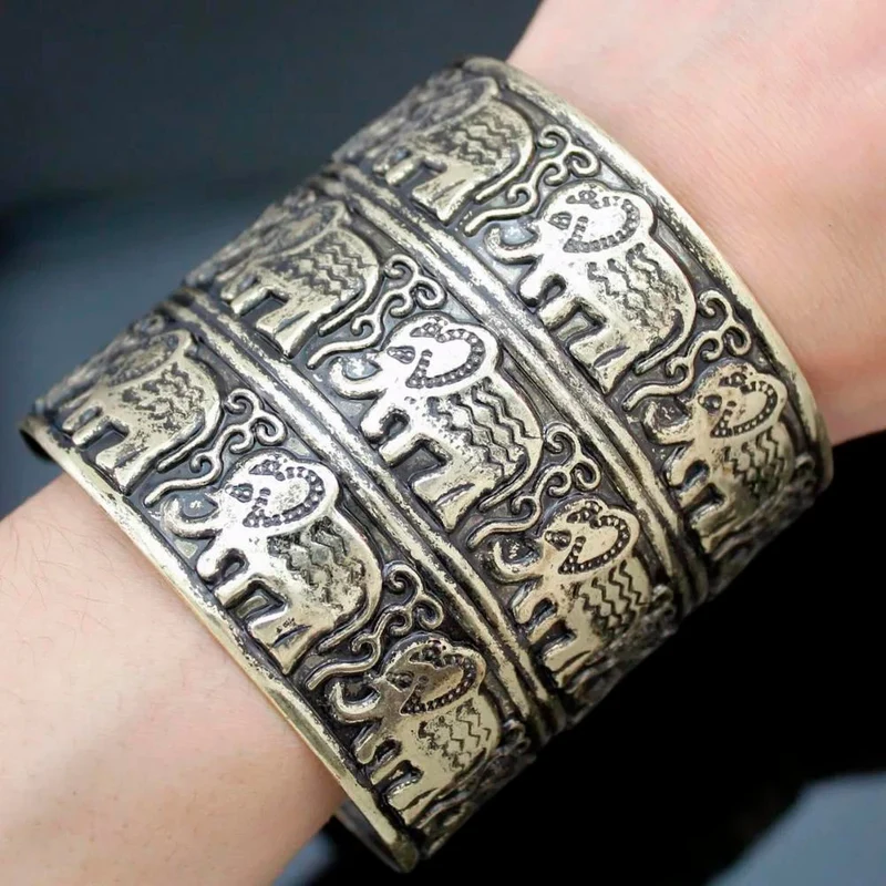 Bracelet Éléphant Manchette Argent