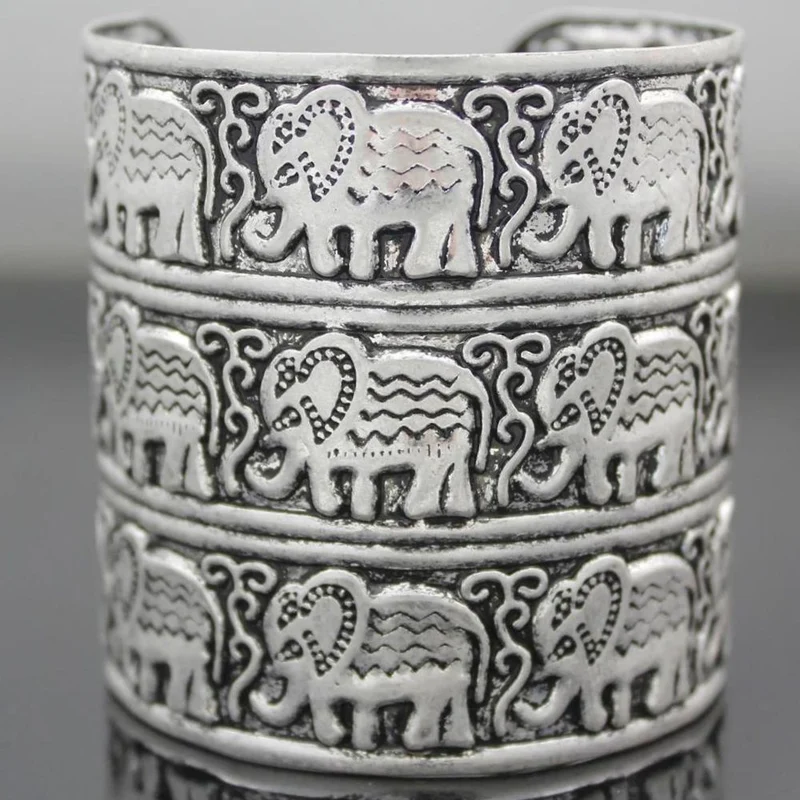 Bracelet Éléphant Manchette Argent