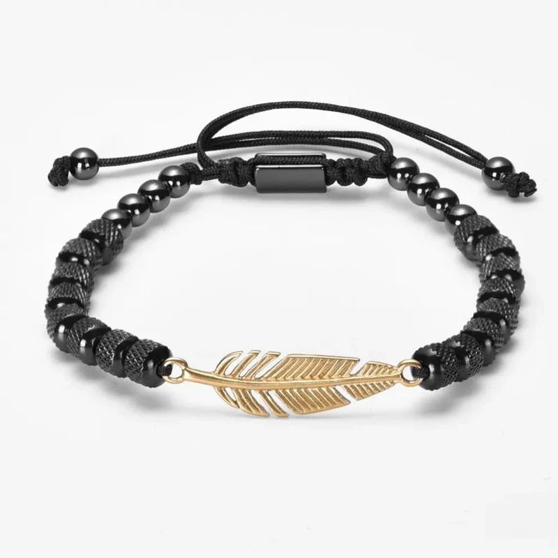 Bracelet Plume Perle Homme