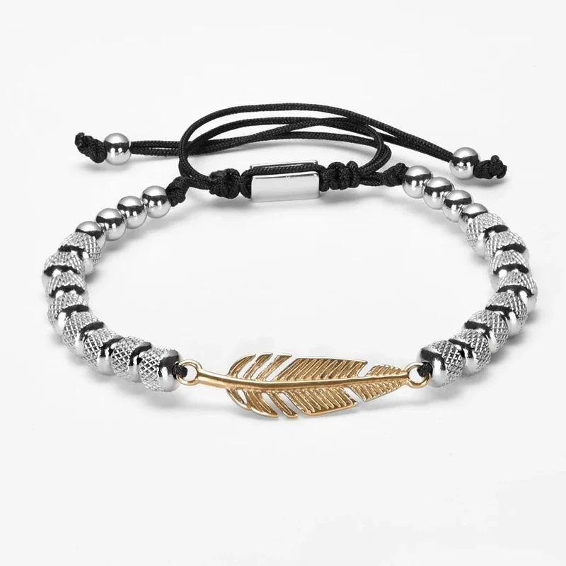 Bracelet Plume Perle Homme