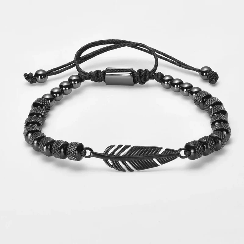 Bracelet Plume Perle Homme