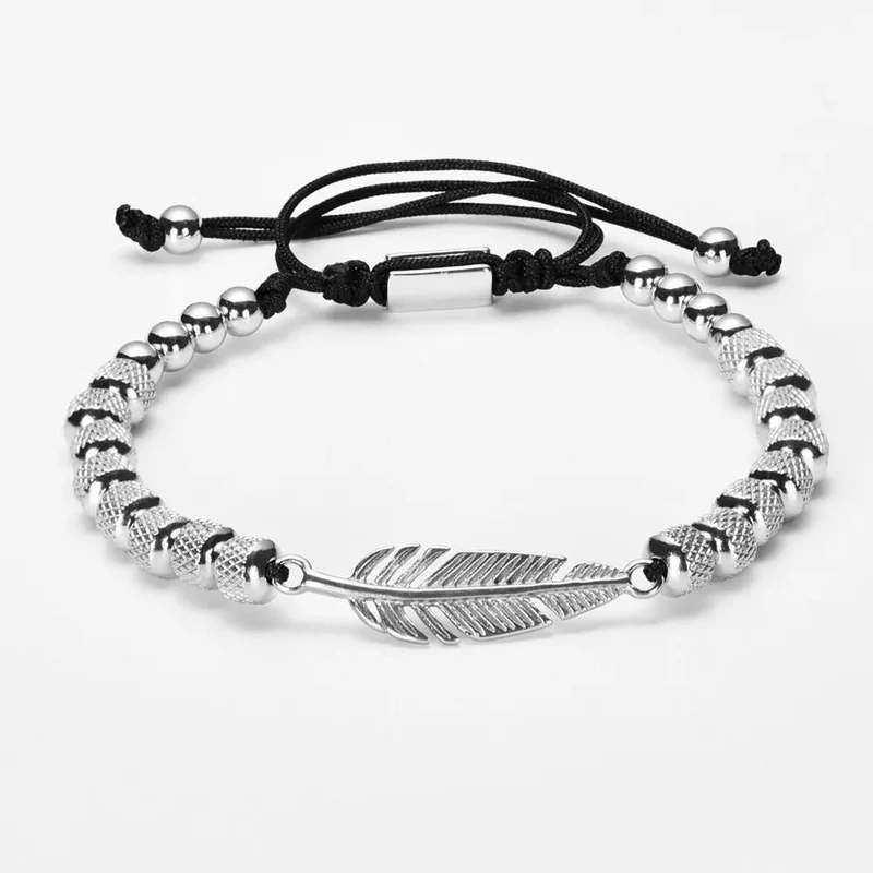 Bracelet Plume Perle Homme