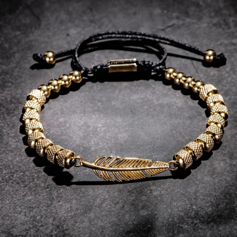 Bracelet Plume Perle Homme