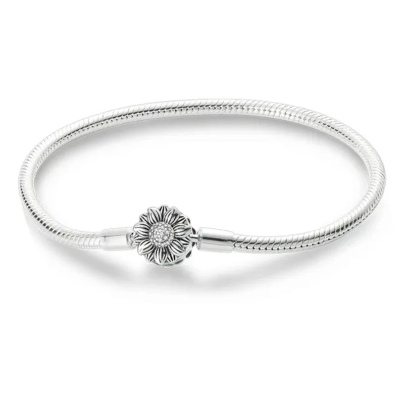 Bracelet Souple Fleur Argent