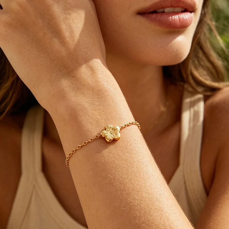 Bracelet Fleur Acier Inoxydable