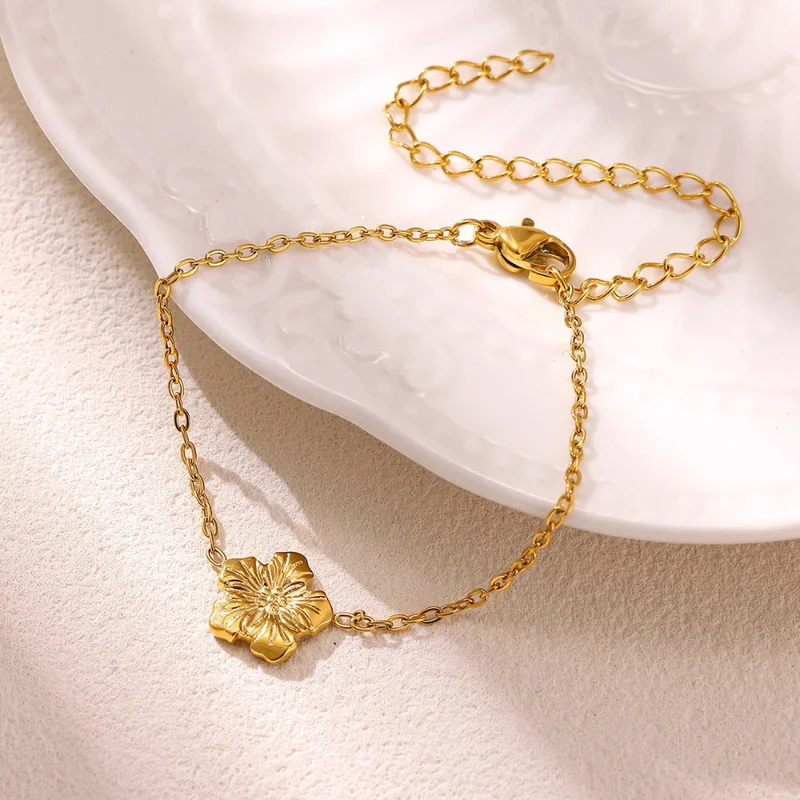 Bracelet Fleur Acier Inoxydable