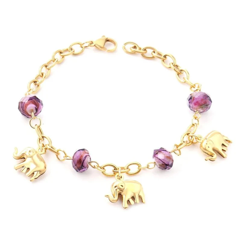 Bracelet Éléphant et Pierres