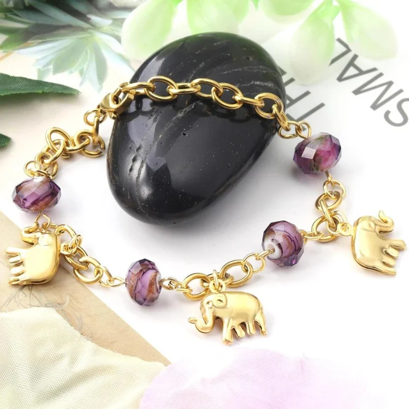 Bracelet Éléphant et Pierres