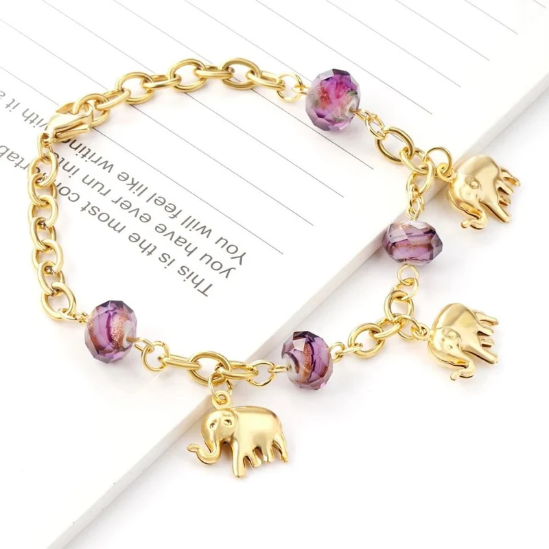 Bracelet Éléphant et Pierres