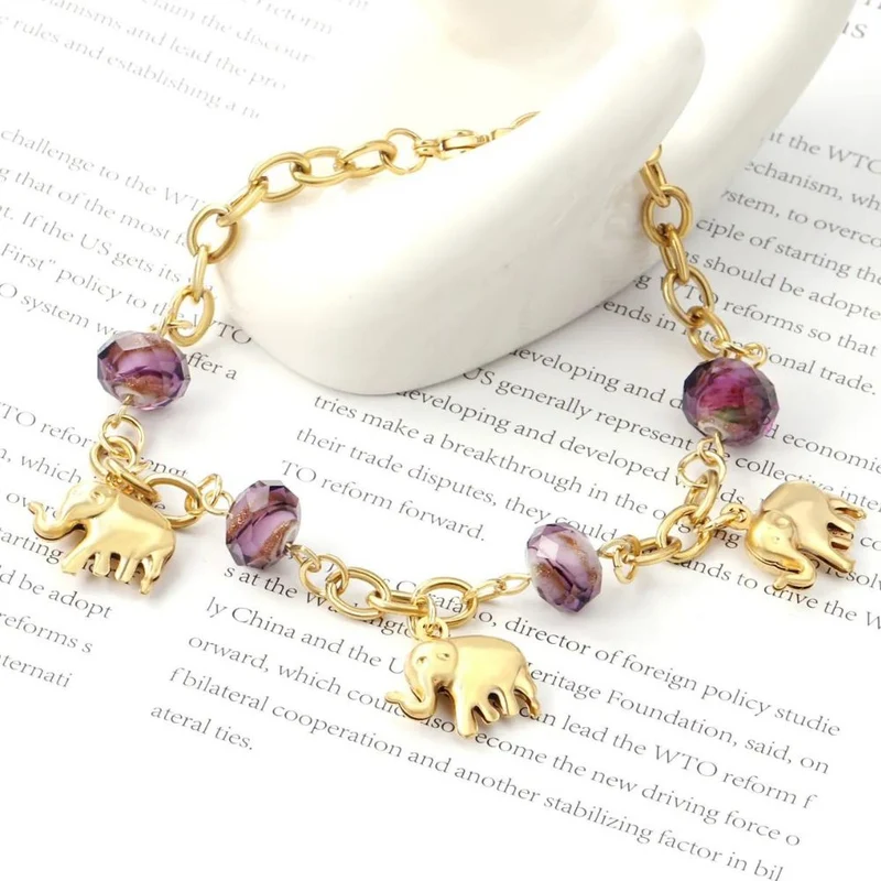 Bracelet Éléphant et Pierres