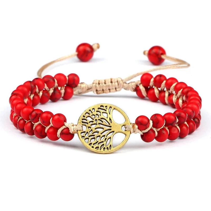 Bracelet Arbre de Vie Perles Rouges