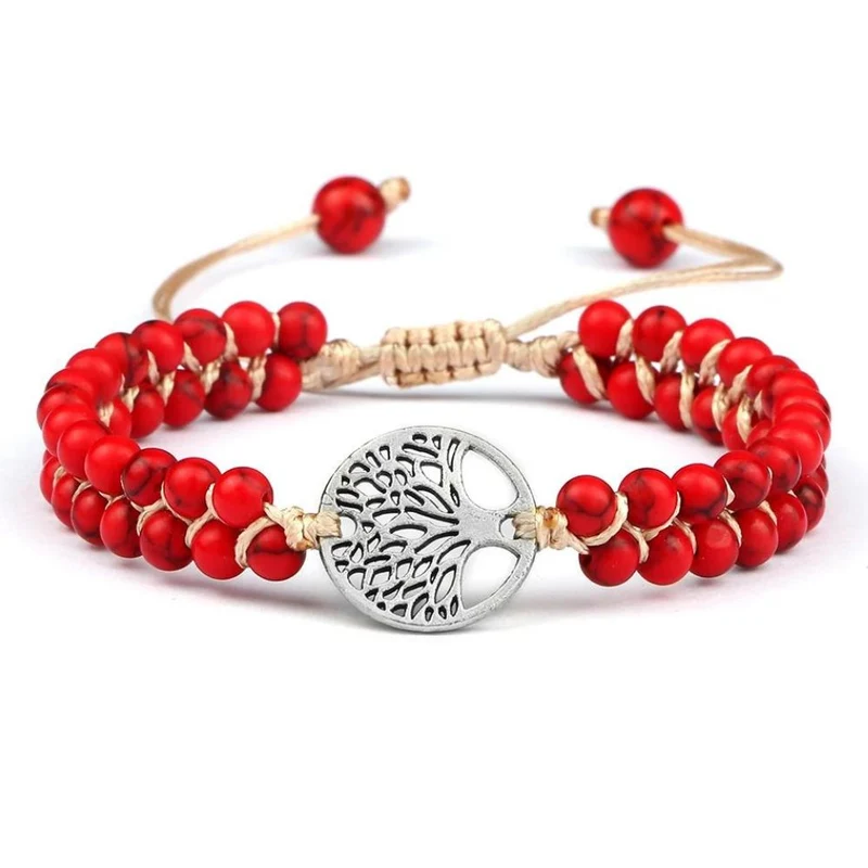 Bracelet Arbre de Vie Perles Rouges