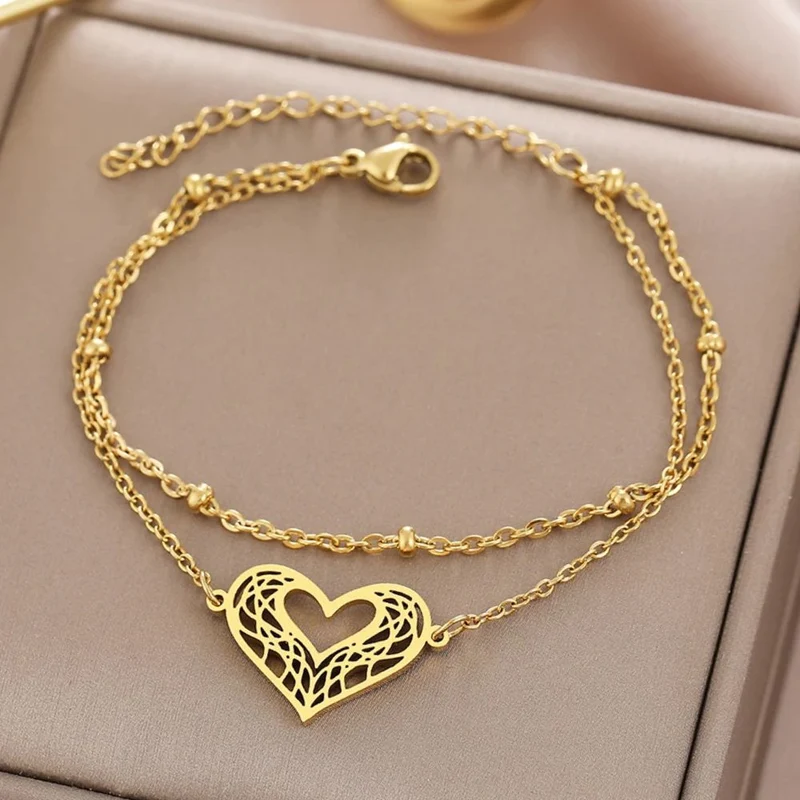 Bracelet Chaine Cœur Acier