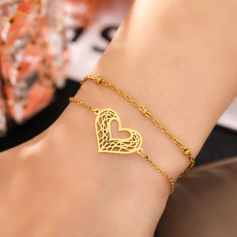 Bracelet Chaine Cœur Acier