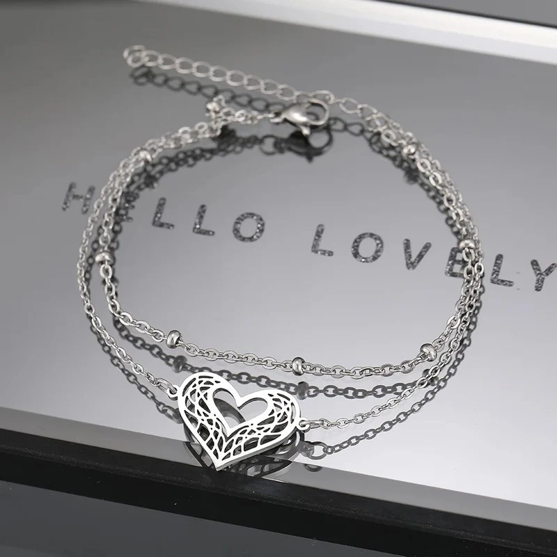 Bracelet Chaine Cœur Acier