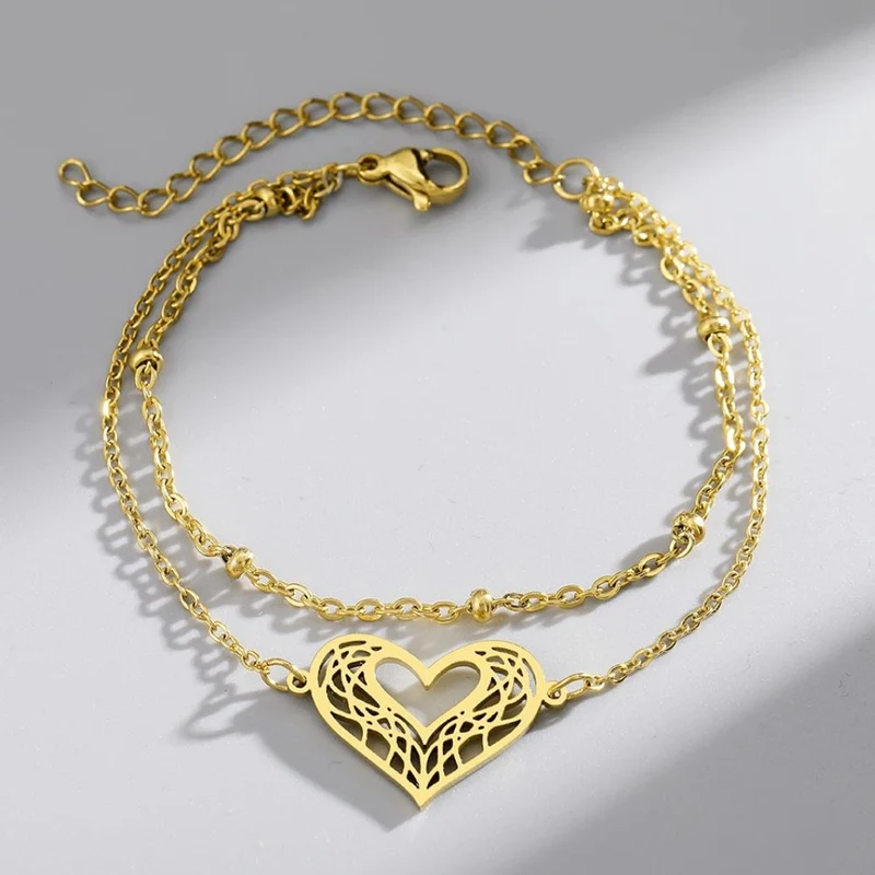 Bracelet Chaine Cœur Acier