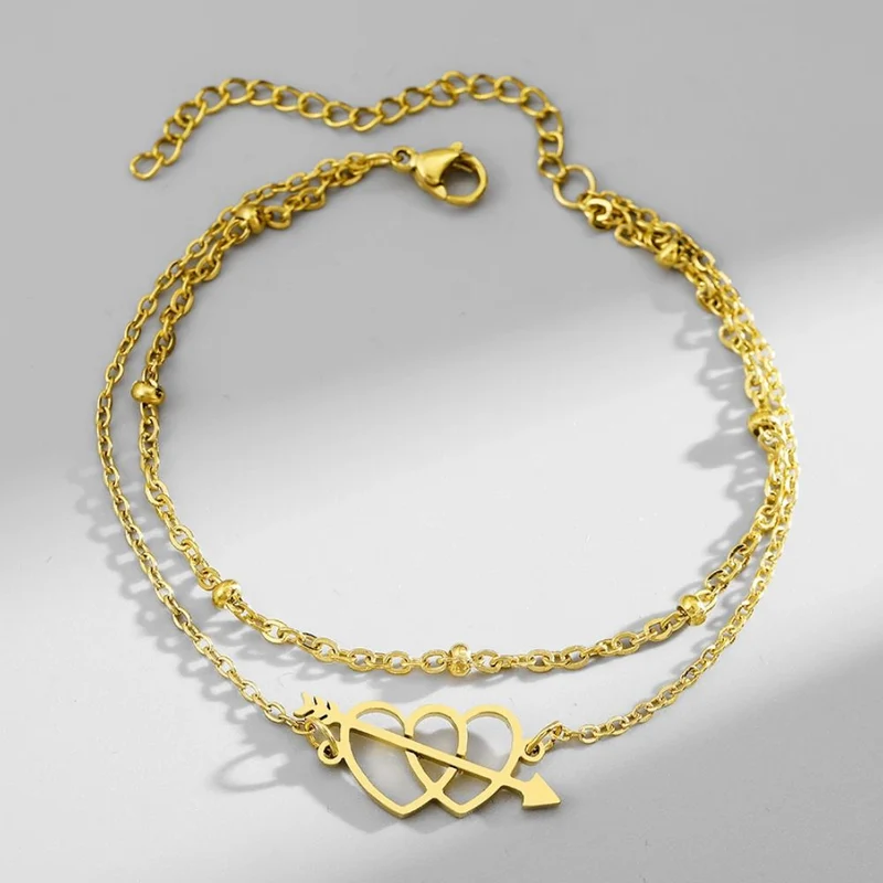 Bracelet Double Cœur et Flèche
