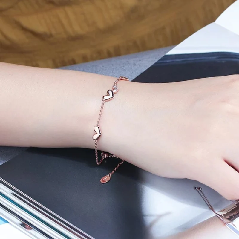 Bracelet Coeur Or Rose